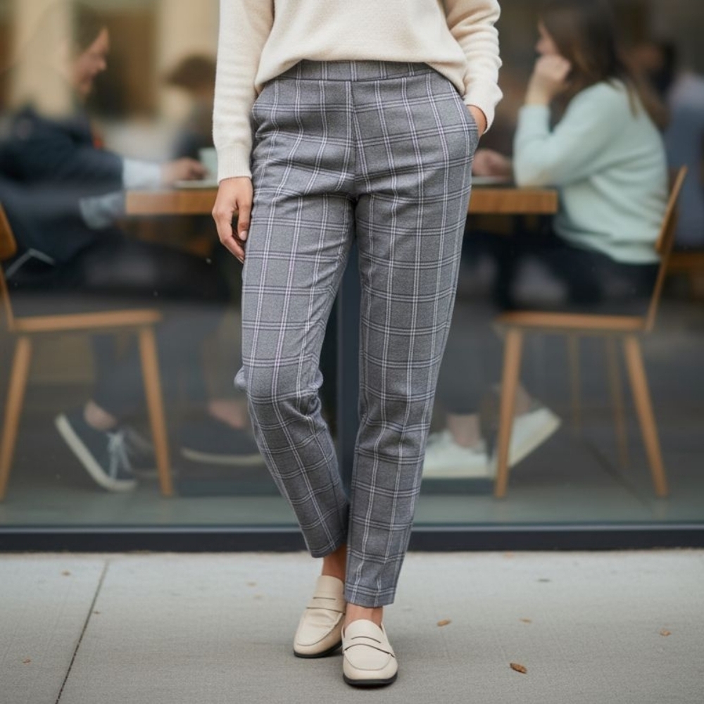 EUC White House Black Market The Skinny Ankle Size 4 Gray & White Plaid Pants!!
